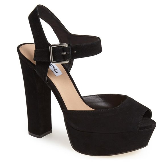 Steve Madden Jillyy Heel - Black Suede - Picture 1 of 7